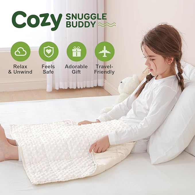 Sivio Weighted Lap Blanket 2lbs, 20 x 30inches, Soft and Cozy Cooling Heavy Blanket for All-Season, Calm Sleeping and Nap, Suit for Car, School and Home, Machine Washable, White
