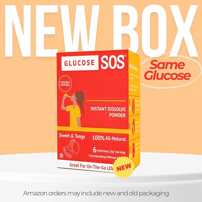 Glucose SOS Glucose Powder Packets with Natural Dextrose, Fast-Absorption That Instantly Dissolves in Your Mouth with No Water Needed, Sweet & Tangy 12 Servings