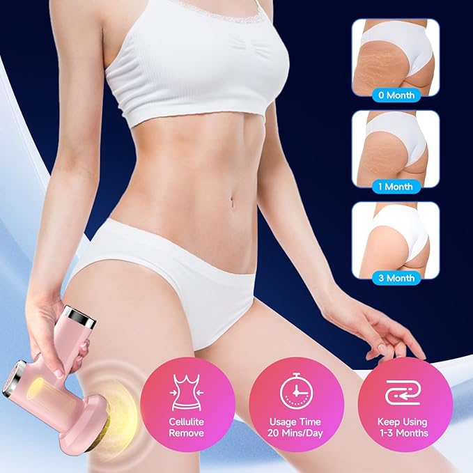 Anti Cellulite Massage Tool, Body Sculpting Machine for Women, Lymphatic Drainage Device with Lipo Roller, Handheld Home Use for Belly Fat, Stomach, Thighs & Buttocks Sculpting (Pink)