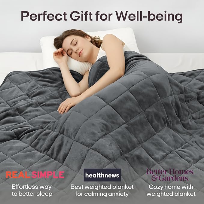 ZonLi Royal Posh Velvet Weighted Blanket for Adults, Dual Sided Cozy Fluffy Heavy Blanket(48"x72",15lbs,Grey), Bed Sofa Heavy Blankets, Soft Material with Premium Glass Beads, Easy Care