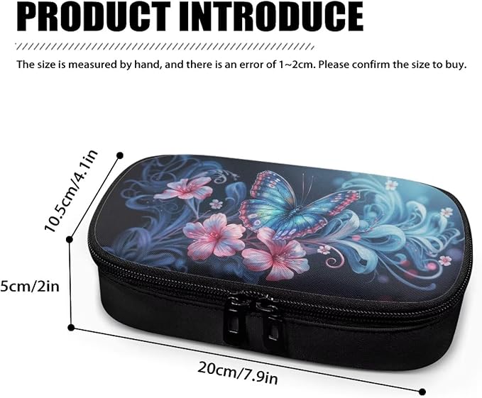 Blue Butterfly Flower Insulin Cooler Travel Carrying Case with Side Handle Diabetic Medication Organizer Case Insulated Cooling Bag for Insulin Pens Syringe Needle, Easy to Clean