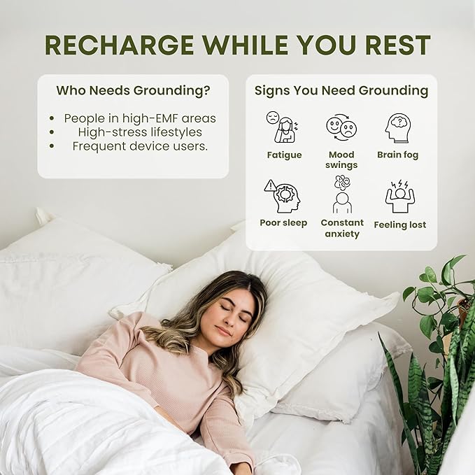 ELECTRAWAVE Premium Grounding Queen Flat Sheet 94" x 102", Queen Grounding Pillowcases – 93% Organic Cotton, 7% Pure Silver Fiber, Earthing Sheet Sleep Support, Wellness Naturally