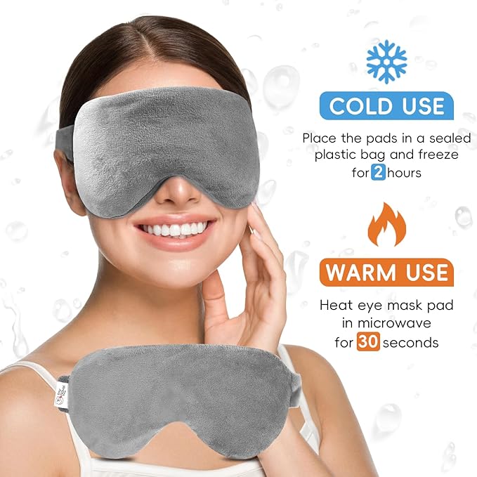 Microwave Heating Pad for Neck Shoulders Back Pain Relief 26.6X5.3'' Long with Microwavable Heated Mask for Dry Eyes Warm Compress Neck Wrap for Stress Relief Gift for Women Men Girls
