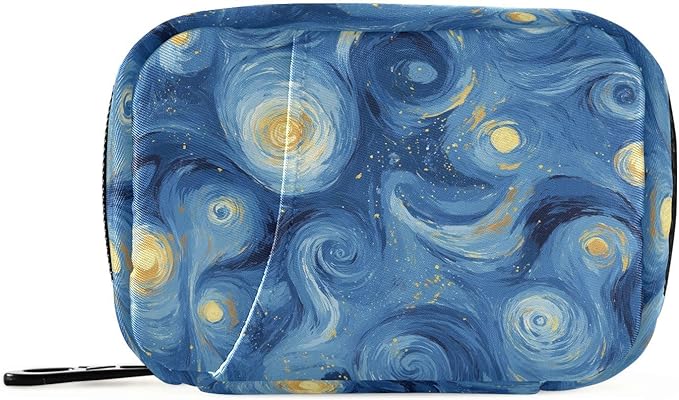 Starry Night Travel Pill Organizer Oil Painting Vitamin Planner Medicine Box Large Compartments Daily Pill Organizer