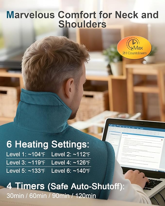 Weighted Heating Pad for Neck Shoulders Back, Upgraded PTC+NTC Even Heating, Versatile Electric Heated Neck Wrap for Full-Body Relax, Birthday Gifts for Women Men, Mothers Day Gifts for Mom Wife