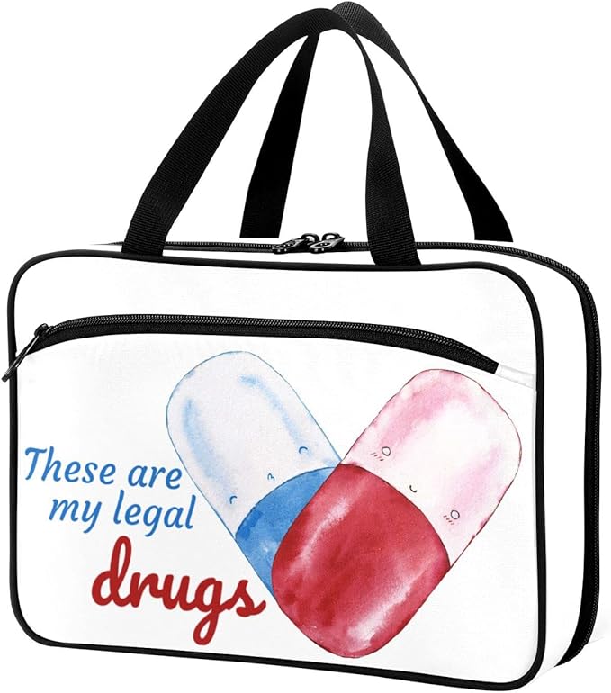 Naanle Pill Organizer Bag Travel Pill Bottle Medicine Organizer Home Storage Medication Bag for Vitamin Supplements, My Legal Drugs Empty First Aid Bag for Car Camping