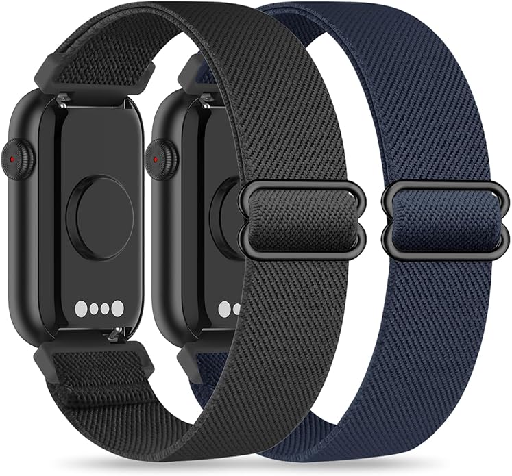 2 Pack Stretchy 16mm Nylon Bands Compatible with FITVII HM08/MorePro HM08/Amzhero-Runfit D26/KALINCO Slim Fitness Tracker