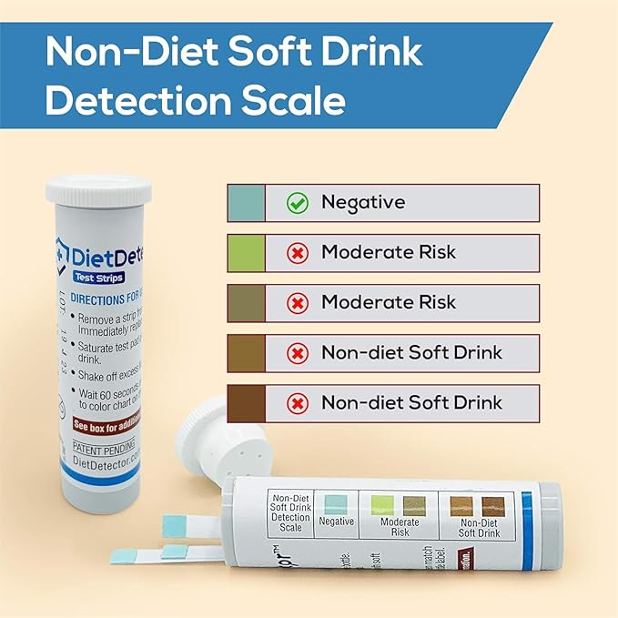 DietDetector Strips - Detects Non-Diet Soft Drinks Before Accidental Consumption - A Must Have for Diabetics and the Health Conscious - 40 DietDetector Test Strips