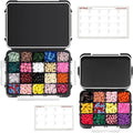 20 Compartment Large Pill Case with Airtight Seal - Silicone Gasket Waterproof Med Box with Medication Map (Black Combo Pack - 20 & 12)