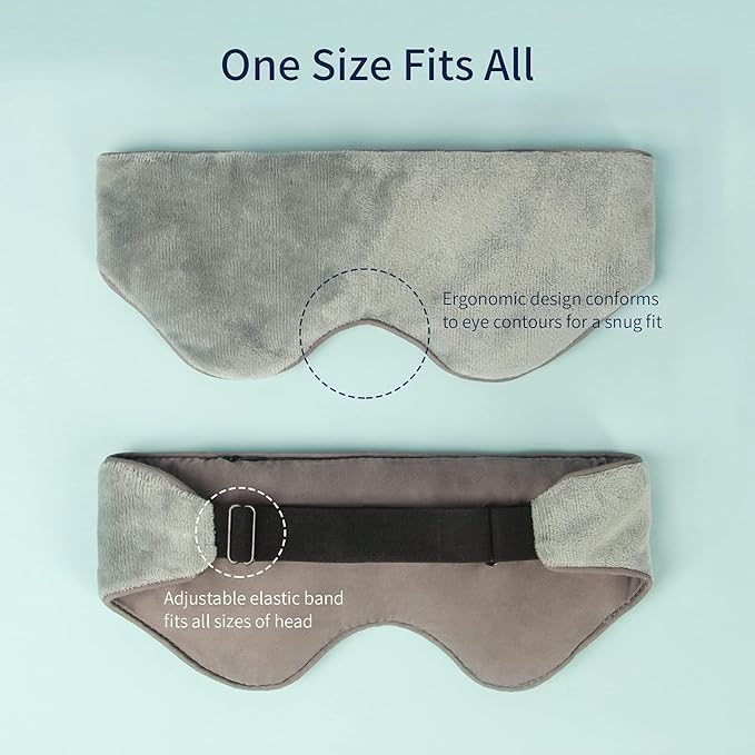 Mr. Sandman Weighted Eye Mask for Sleeping, Blackout Sleep Mask, Reversible Cool & Cozy Compress for Dry Eyes, Headache Migraine Relief, Eye Cover for Travel, Gifts for Women & Men, 0.5 lb, Grey