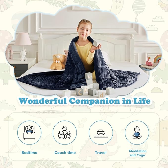 CuteKing Weighted Blanket - Weighted Blanket with Premium Glass Beads - Heavy Blanket Crystal Velvet for Comfort Sleep - Thick Blanket All Season (3lbs, 20"x30", Blue Bubble)