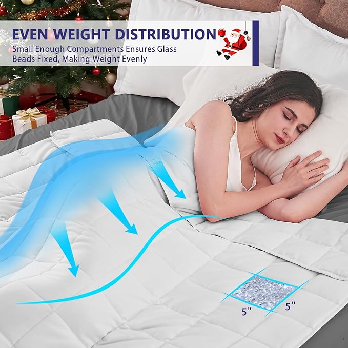 yescool Weighted Blanket for Adults (30 lbs, 88” x 104”, White) Cooling Heavy Blanket for Sleeping Perfect for 290-310 lbs, King Size Breathable Blanket with Premium Glass Bead
