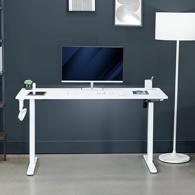 VIVO Electric 55 x 24 in Standing Desk, Memory Height Adjustment, White Top White Frame, DESK-E155TW
