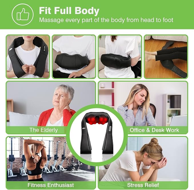 cotsoco Neck Massager,Shiatsu Shoulder and Back Massager with Heat, Electric Deep Tissue Massage Pillow for Body Muscle Pain Relief,Best Gifts Mom Dad Women Men,Home, Office Car Use
