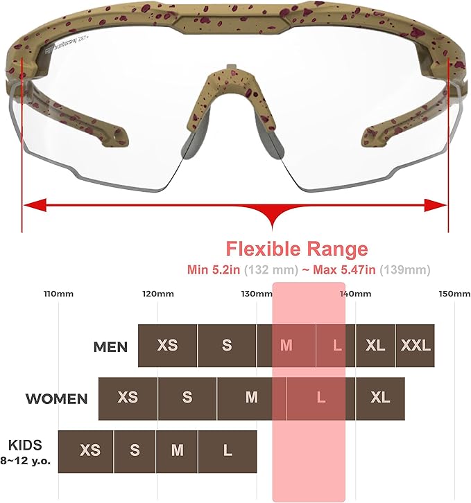 HTS HUNTERSKY Ballistic Tactical Shooting Glasses ANSI Z87+ UV400 Protective Eyewear
