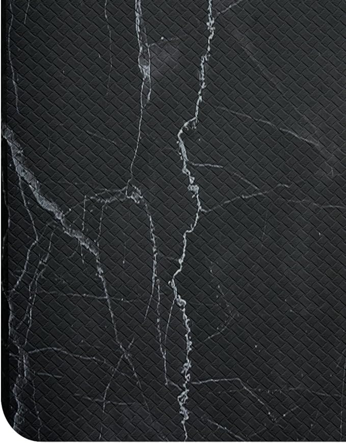 DEXI Kitchen Floor Mats Cushioned Anti Fatigue, 23x59 Large Wide Standing Comfort Runner Rug Waterproof, Marble Memory Foam Padded for Front Sink Laundry, Black