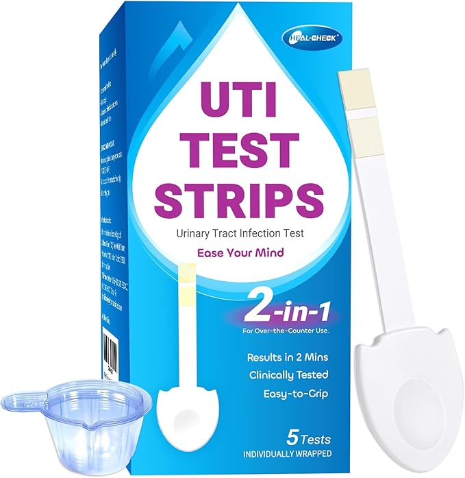 5 Pack UTI Test Strips, Urinary Tract Infection Test Kit for Women Men, Accurate Result in 2 Minutes, Monitor Bladder Health at Home, Clinically Tested, Easy to Grip, Individually Wrapped