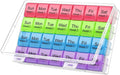 Large Monthly Pill Organizer 28 Day Case Organizerd Extra Large Compartments 4 Week Dust-Proof Pill Case Medication Reminder Portable Travel Container (Red-Green-Blue-Purple)