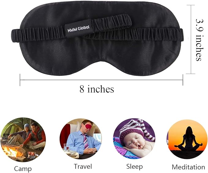 Mulberry Natural Silk Sleep Mask for Women & Men with Elastic Strap, Super Soft Sleeping Eye Mask, Size M, (Red)