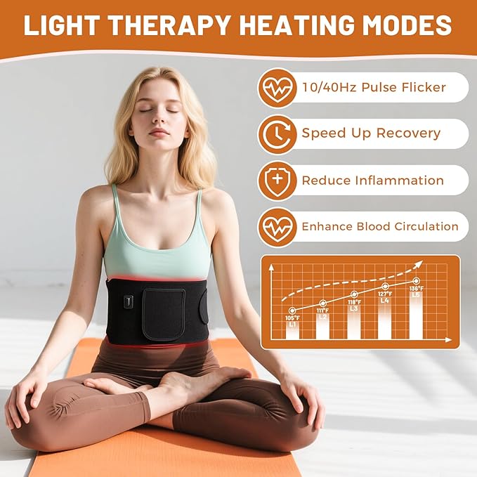 Red Light Therapy for Body, Infrared Light Therapy for Shoulder Waist Muscle, Upgraded 3 in 1 Led Beads, 660nm Red Light & 850nm Near Infrared Light Therapy Belt