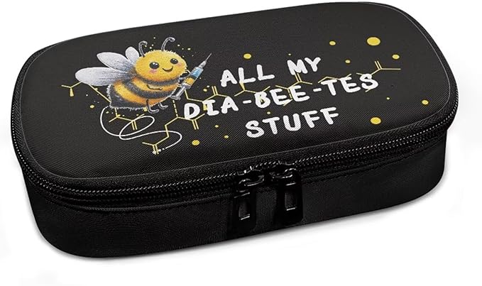 Rnyleeg Black Diabetic Bag for Supplies All My Diabeetes Stuff Insulin Cooler Travel Case Portable Diabetes Supplies Case for Home Diabetic Care