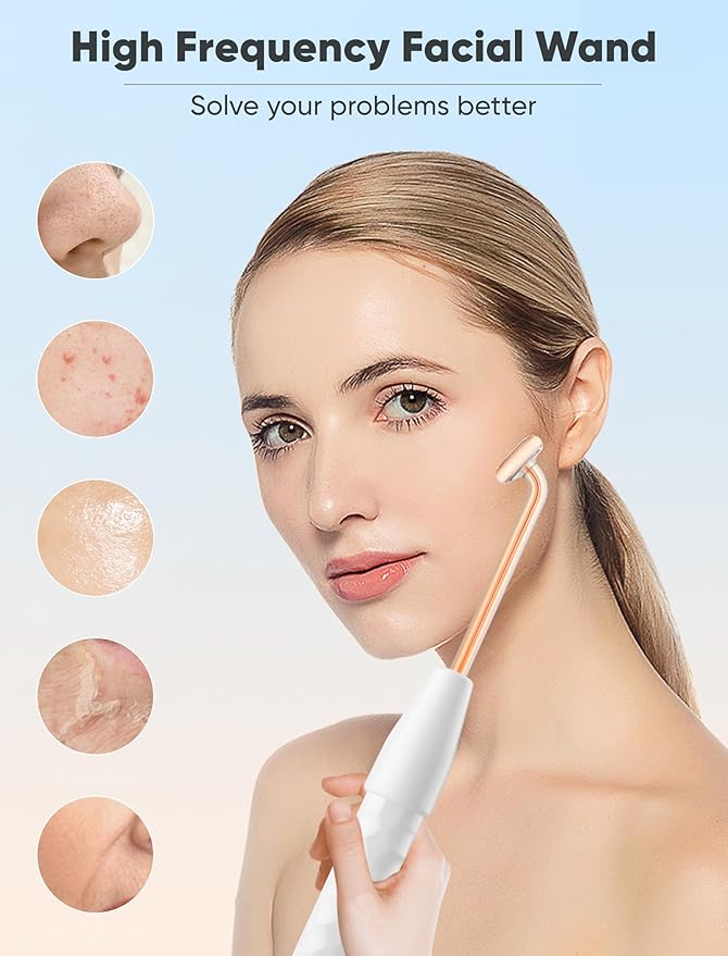 High Frequency Wand, Portable Facial Device with 4 Different Tubes