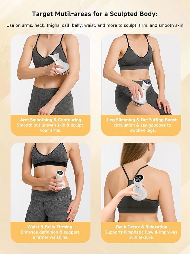 GDQ Lymphatic Drainage Massager & Anti Cellulite Massage Tool,Body Sculpting Machine,Helps Reduce Stretch Marks & Cellulite, Pain Relief Devices for Sciatica Nerve, Arms, Hip, Legs, Muscle (White)