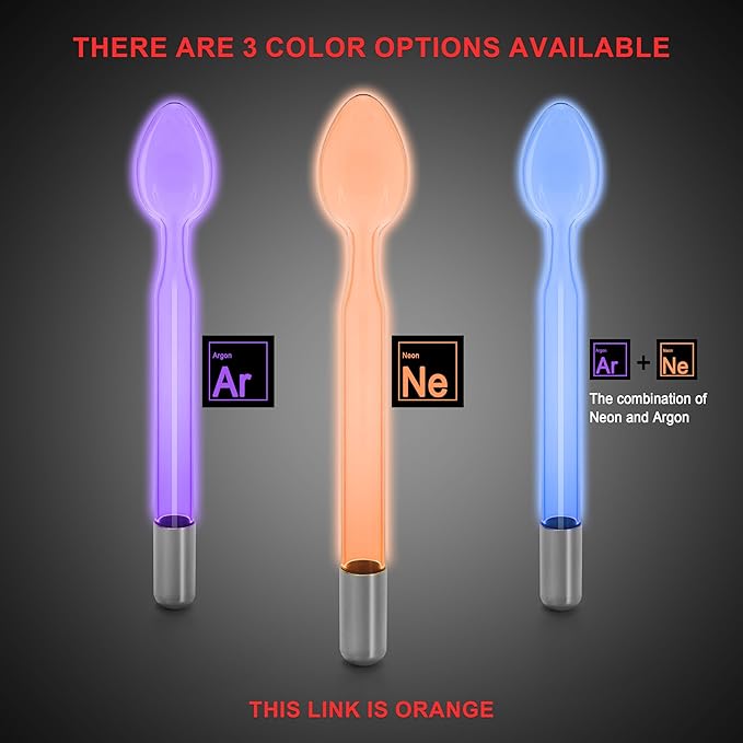 Electrode Wand Glass Tube Handheld Spare Parts for Hi Frequency Instrument Elitzia ETJX006AS (Orange Spoon)