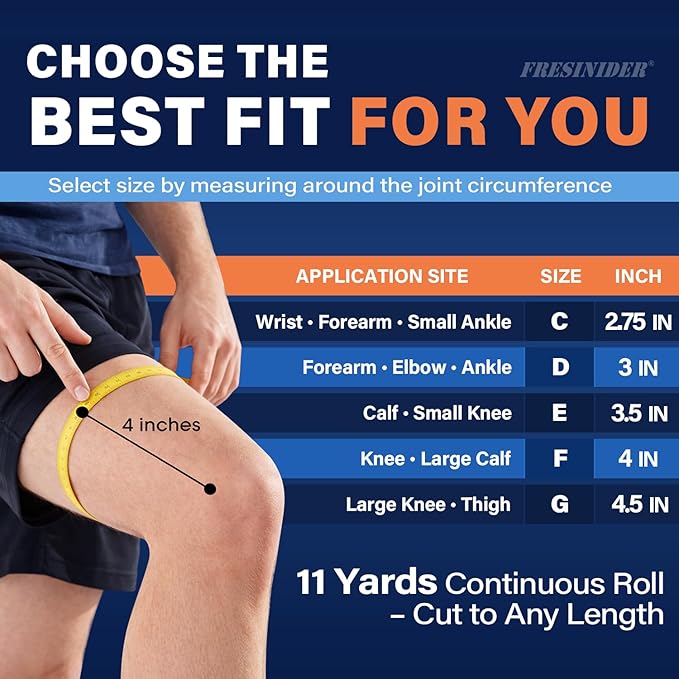 FRESINIDER Size G Elastic Tubular Support Bandage (4.5" x 11 Yards) – Maximum Coverage Light to Moderate Compression Roll for Thigh & Large Knee, Breathable Stockinette
