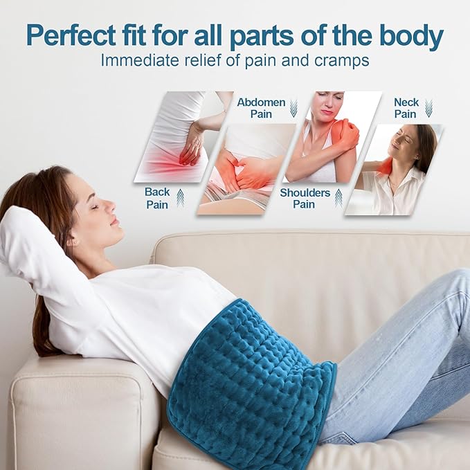 Heating Pad for Back, Electric Heating Pads for Cramps/Abdomen/Waist/Shoulder with 6 Heat Settings and Auto-Off, Moist/Dry Heat pad, Mothers Day Gifts for Mom Women Wife Grandma, 12" x 24"