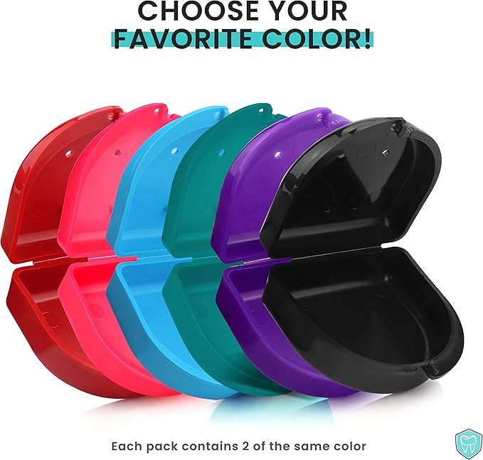 FRESH KNIGHT Retainer Case (2 Pack). Retainer Case with Vent Holes Perfect for Denture, Mouth Guard, Aligner (Sky Blue)