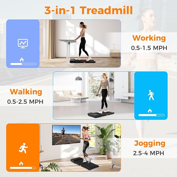 GYMAX Walking Pad, 340lbs 3 in 1 Treadmill with Remote & LED Display, 12 Preset Programs & 3 Countdown Modes, 0.5-4 MPH Under Desk Treadmill Walking Jogging Running Machine for Home Office Desk