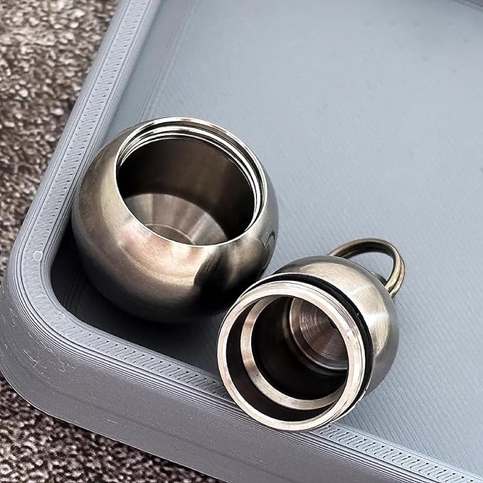 Titanium PEI Pill Container with Keychain & Necklace,Waterproof Pill Box, EDC Portable Pill Container for Portable Mini Size Pill Box Case for Outdoor Travel Camping (Ti-Calabash)