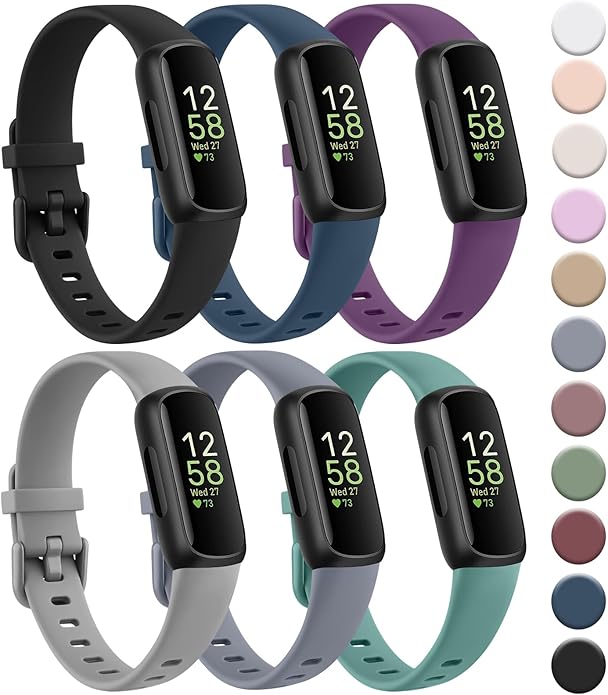 6-Pack Bands for Fitbit Inspire 3 Bands for Women Men, Soft Silicone Adjustable Wristband Replacement Straps Compatible with Fitbit Inspire 3 Fitness Tracker