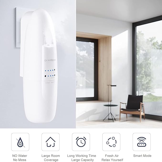 Di'Aroma Plug in Waterless Diffuser with Free My Way Zen- Fragrance, Waterless Diffuser for Essential Oil, Wall Plug in- Up to 500 Sq.Ft | Essential Oil Aromatherapy Diffuser (White)
