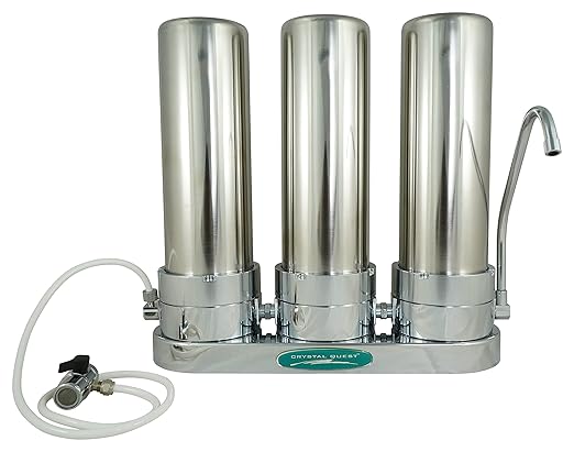 Smart Countertop Water Filter System | Crystal Quest (Triple, Stainless Steel)