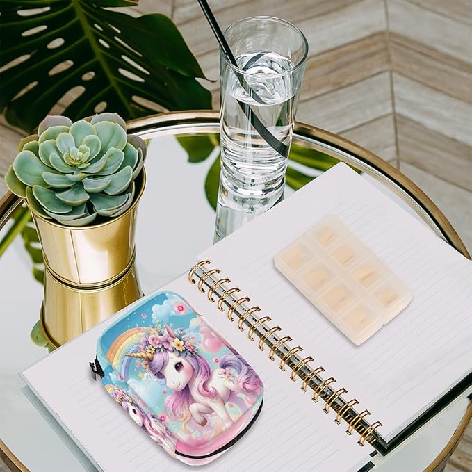 Animal Unicorn Rainbow Travel Pill Organizer Box Weekly Portable Pill Case Daily Pills 7 Day Small Birth Control Pills Container Removable Compartments for Medicine Vitamins Fish Oil