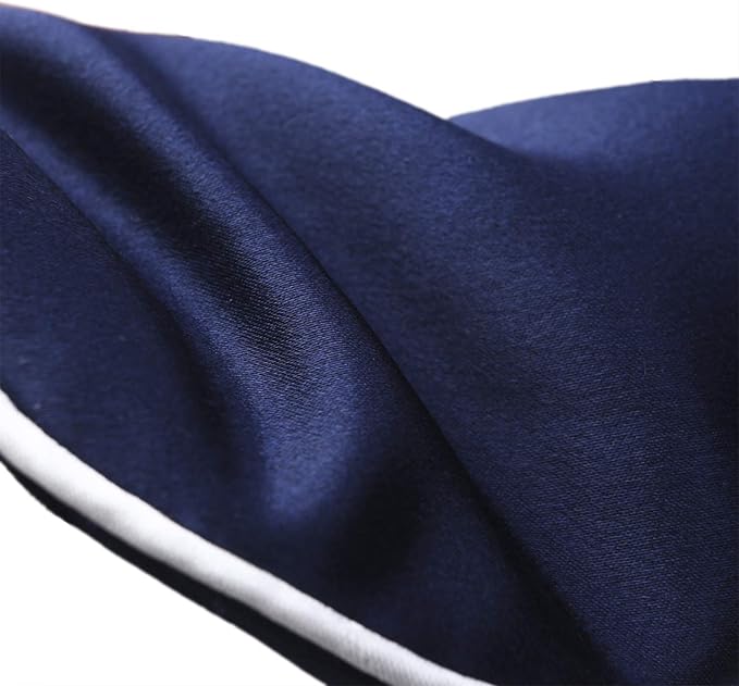 Mulberry Natural Silk Sleep Mask for Women & Men with Elastic Strap, Super Soft Sleeping Eye Mask, Size M, (Navy Blue)