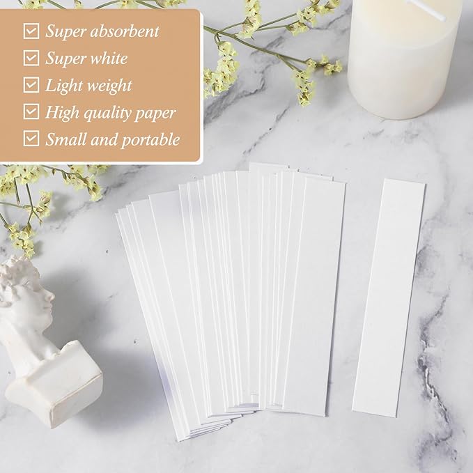 Bewudy 200 Pcs Perfume Tester Strips, Fragrance Tester Strips, Disposable White Perfume Essential Oils Paper Test Strips for Perfume Fragrance Essential Oil Aromatherapy Testing (9 x 1.5CM)