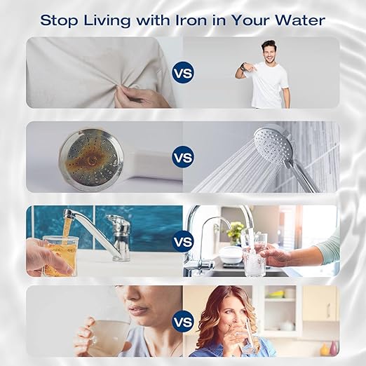 H&G Lifestyles Whole House Water Filter Iron for Well Water, Reduce Iron Fluoride Manganese,with GAC KDF Filters,Reduce Chlorine Odor Heavy Metal Lead,2 Stages Water Filtration System 70,000 Gallons