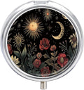 Pill Box-3 Compartment Small Pill Case, Portable Round Pill Box for Pocket or Purse, Decorative Metal Medicine Vitamin Organizer. (The Beautiful Scenes at Night)