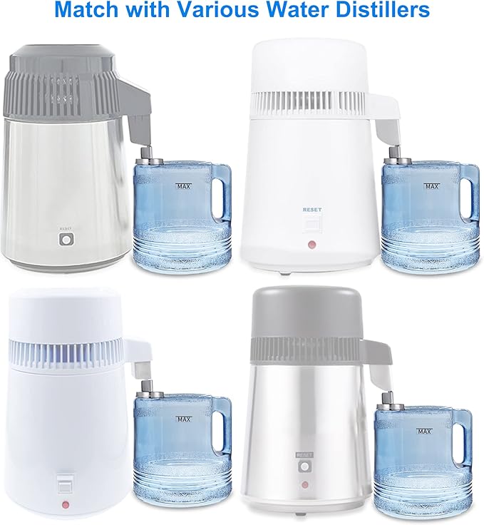 xcivi 1 Gallon/ 4L Distiller Water Container, Replacement Collection Bottle, Portable Plastic Gallon Pot Canteen, Compatible with Megahome and Other Countertop Water Distillers