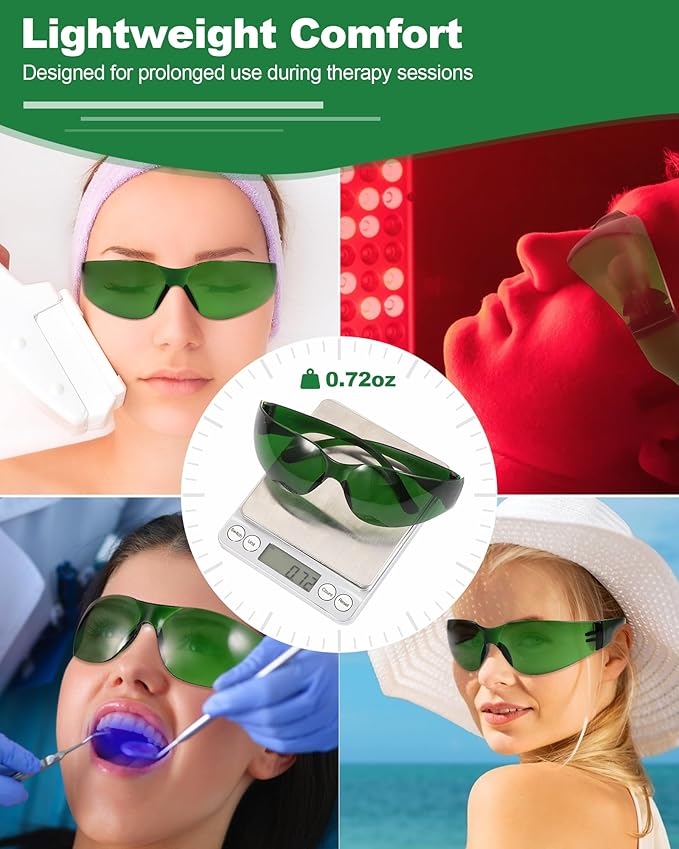 LIGHTMEUP Red Light Therapy Glasses,Eye Protection for Infrared & LED Light Sessions–Blocks 200-2000nm Harmful Wavelengths,Maintain Visibility,Lightweight Red Light Goggles