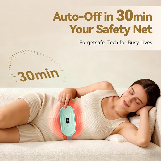Portable Electric Heating Pad for Period Cramps, Menstrual Heating Pads with 7 Heat Levels and 7 Vibrating Modes for Women Stomach Pain Relief