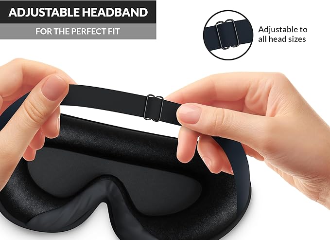 3D Sleep Mask -100% Blackout Sleep Mask, Memory Foam & Soft Cotton, Adjustable Headband, Ergonomic Design - Includes Soft Earplugs for Noise Reduction - Ideal for Travel & Restful Sleep
