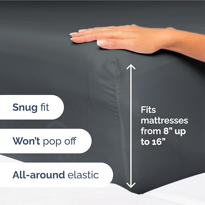 Full Size 4 Piece Sheet Set - Extra Soft, Breathable & Cooling Sheets - Hotel Luxury Durable Bed Sheets for Women & Men - Deep Pockets, Easy-Fit & Wrinkle-Free Sheets - Slate Blue Oeko-Tex Bed Sheets