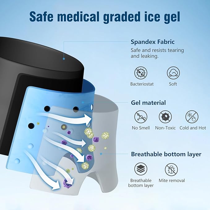 Migraine Relief Cap, Odorless Headache Relief Hat with Hot and Cold Therapy, Odorless Migraine Ice Head Wrap Cold Compress for Tension Relief, Sinus & Stress (360° Gel Coverage)