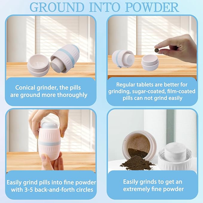 4 in 1 Pill Cutter Crusher Fine Powder with Storage, 1/4 1/2 Pill Cutter Splitter for Cutting Small and Large Pills, Ideal for Cutting Tablets, Vitamins
