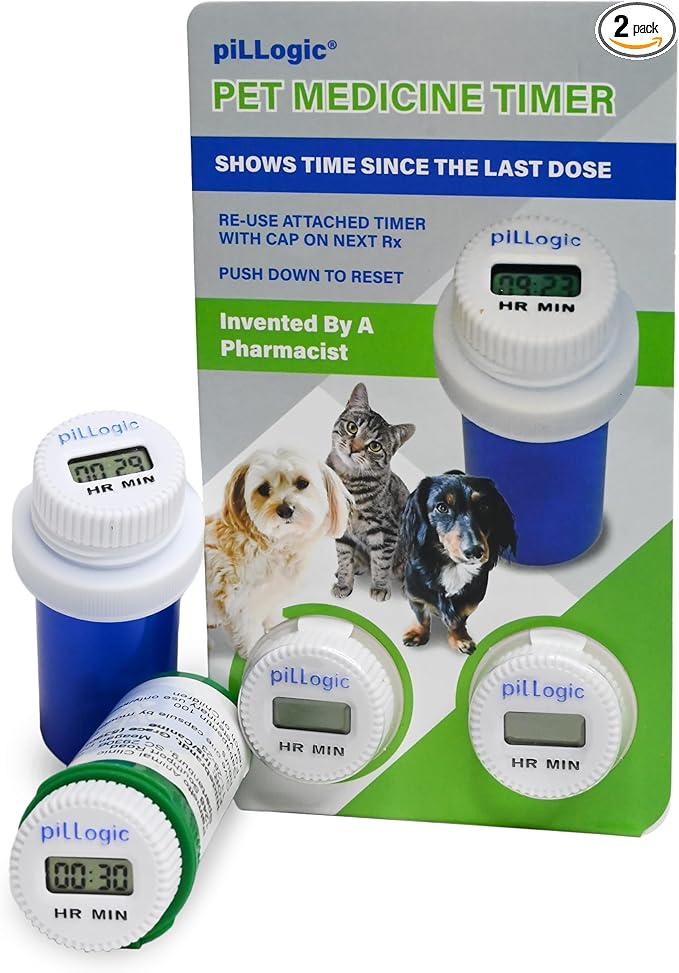 Pet Medicine Timer-Pill Bottle Organizer-Medication Tracker-Reminder- Shows How Long Since Last Dose-Attach to Original Prescription Bottle Cap