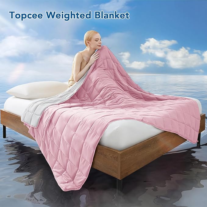 Topcee Weighted Blanket for Adults (25 lbs, 60" x 80") Queen Size Soft Cooling Heavy Blanket Sleeping, Apply to 240-260 lbs Body, Thick Breathable Blanket with Glass Bead, Easy Care